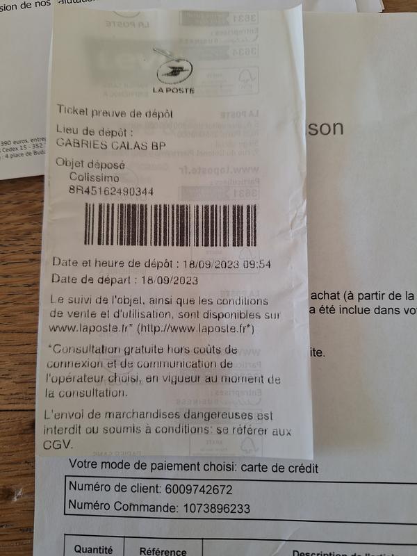 Bon de retour du produit