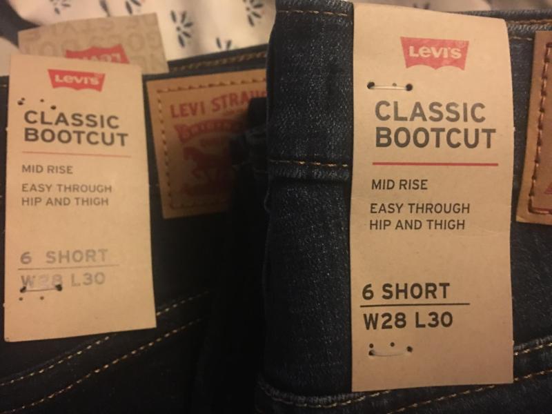 Actual pants that arrived labeled 6S, L30, not 28 as advertised on the site. Both rounds of orders were the same.