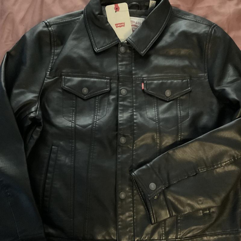 Levi's men's smooth lamb touch faux leather classic trucker jacket best sale