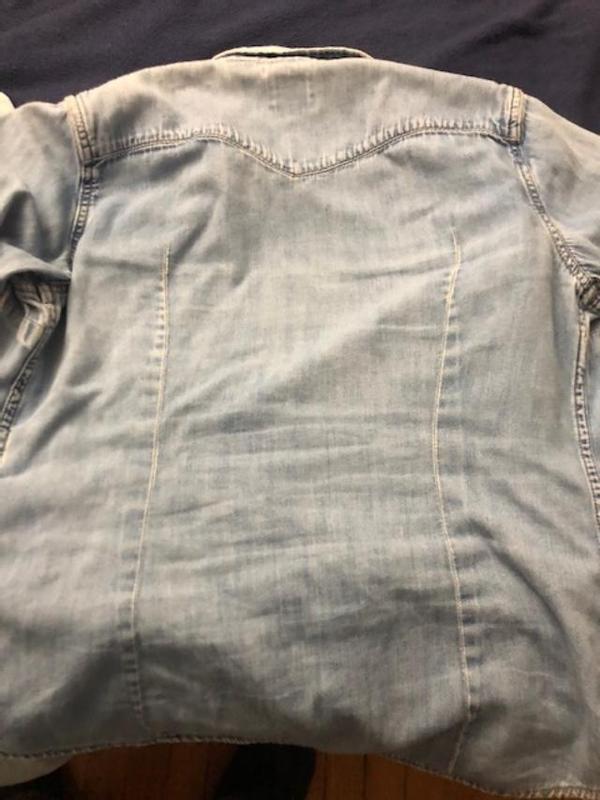 Older version of shirt - note the stitching down either side of the back