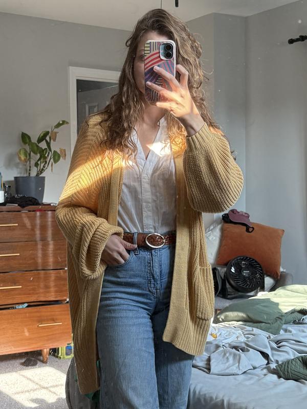 Layered with a cardigan