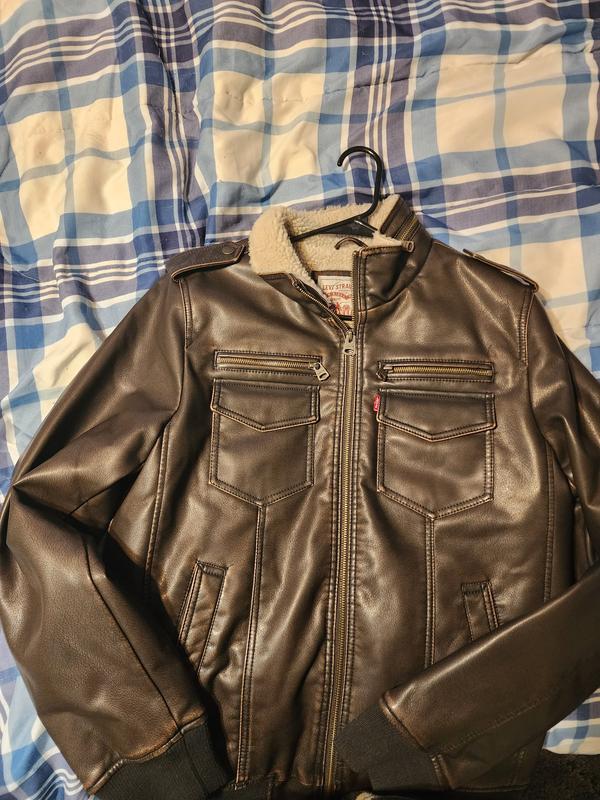 FEDTOSING Men's Faux Leather Bomber Jacket with Maldives