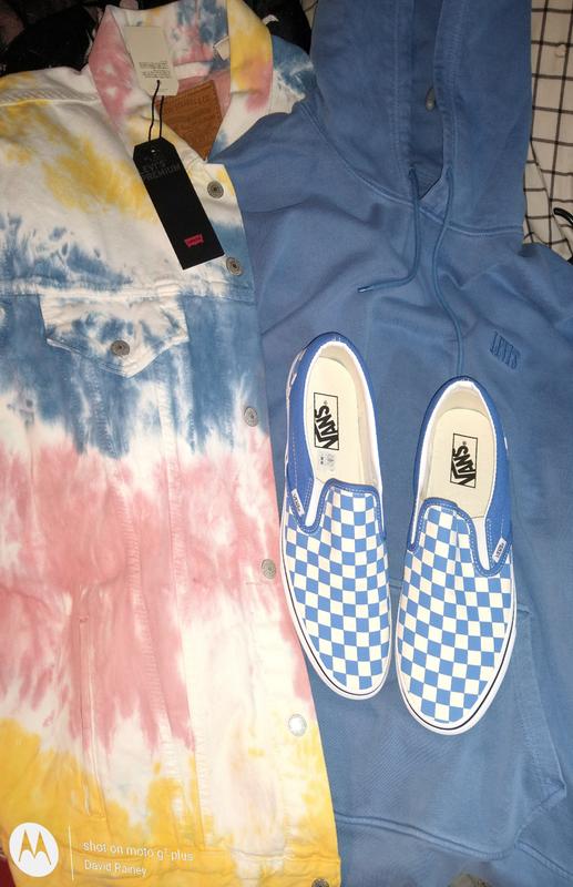 My new Levi hoodie and Levi jacket plus my new Vans to go with it.