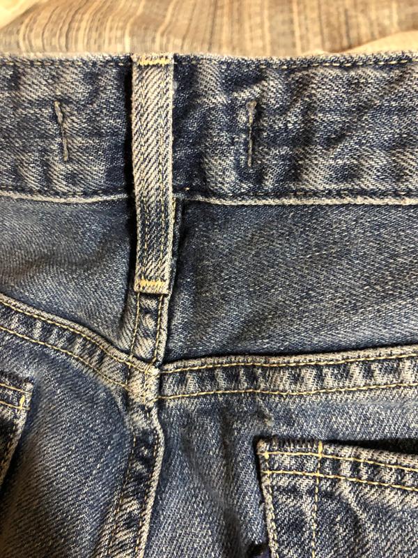 The standard for m&c. My old pair of marker tapered boyfriend jeans. Sewn well to make legs look nicely fitted.