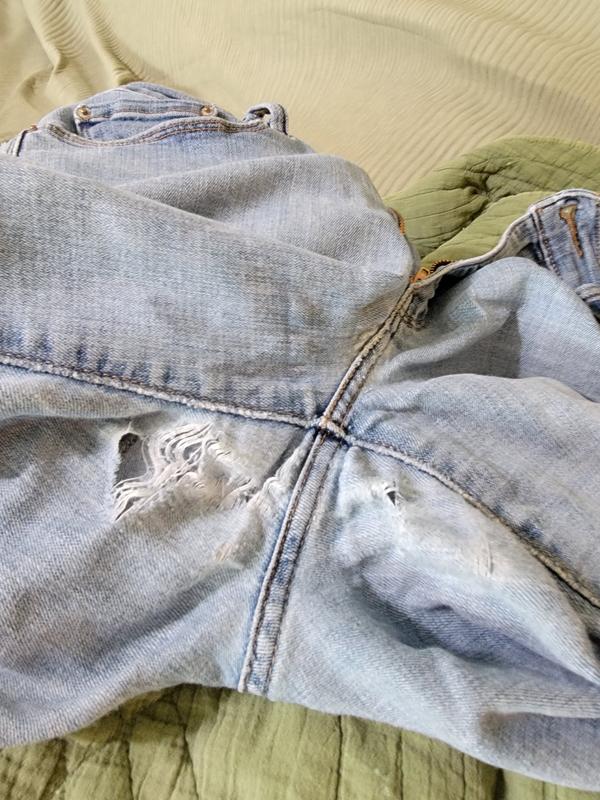 My favorite jeans are worn out in the crotch from walking