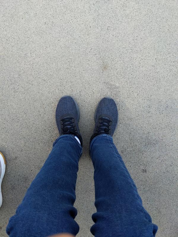 Look at the seam on the right leg