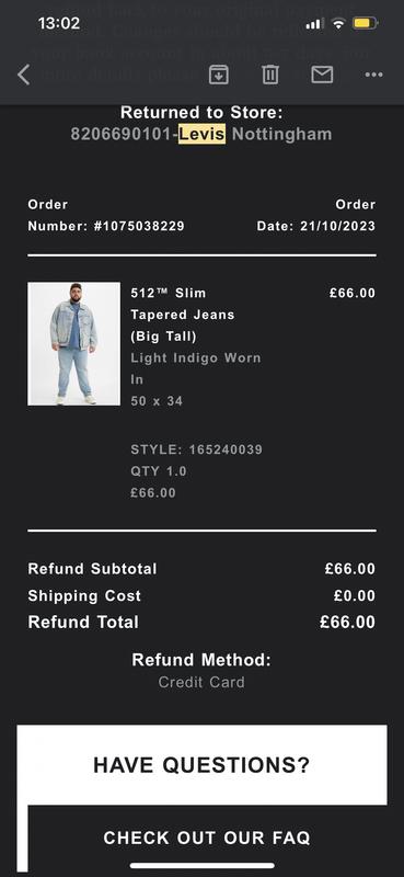 The proof of purchase and accepted refund