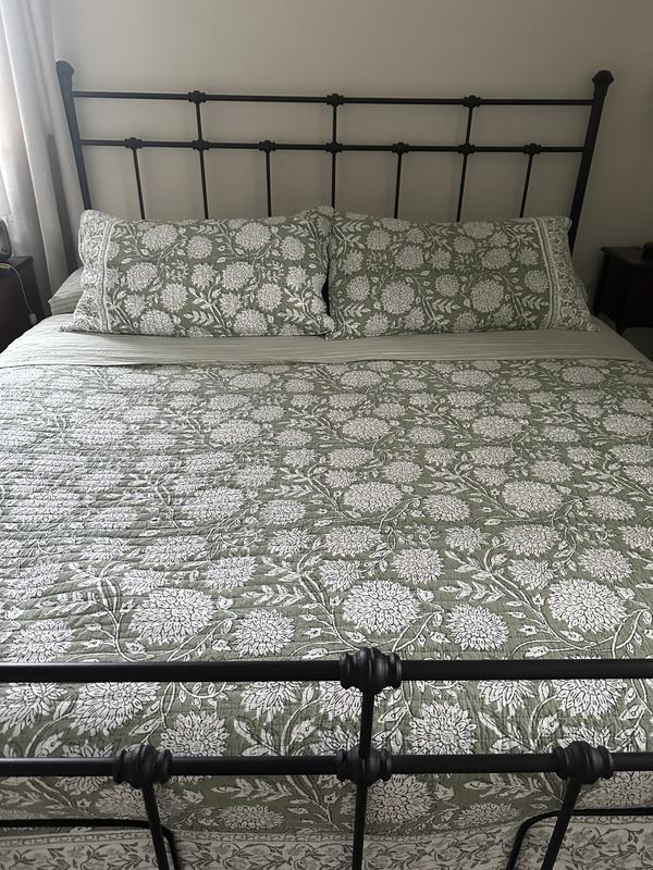 Sage quilt pairs well with performance cotton sheets from the circle store.
