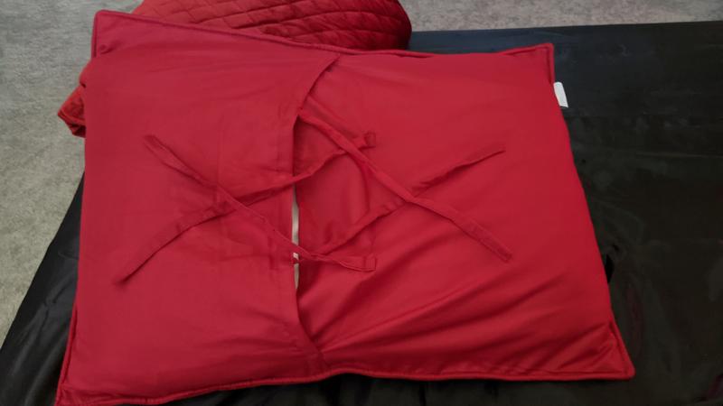 Ties on the back of the pillow covers make for a perfect covering and universal fit.