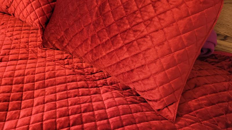 Levtex Home - Red Velvet Full/Queen Quilt Set - closeup of quilt pattern