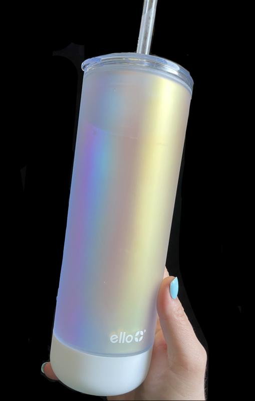 Ello Monterey 24 oz Plastic Tumbler, White Iridescent 