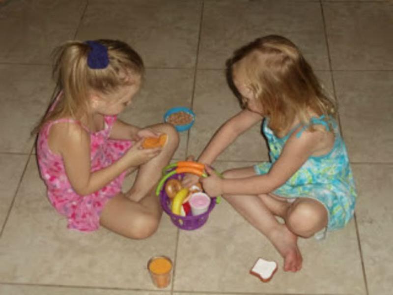My girls enjoying their Breakfast Basket