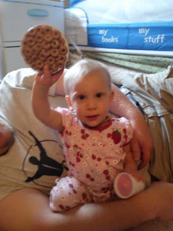 My daughter with cereal and yogurt!