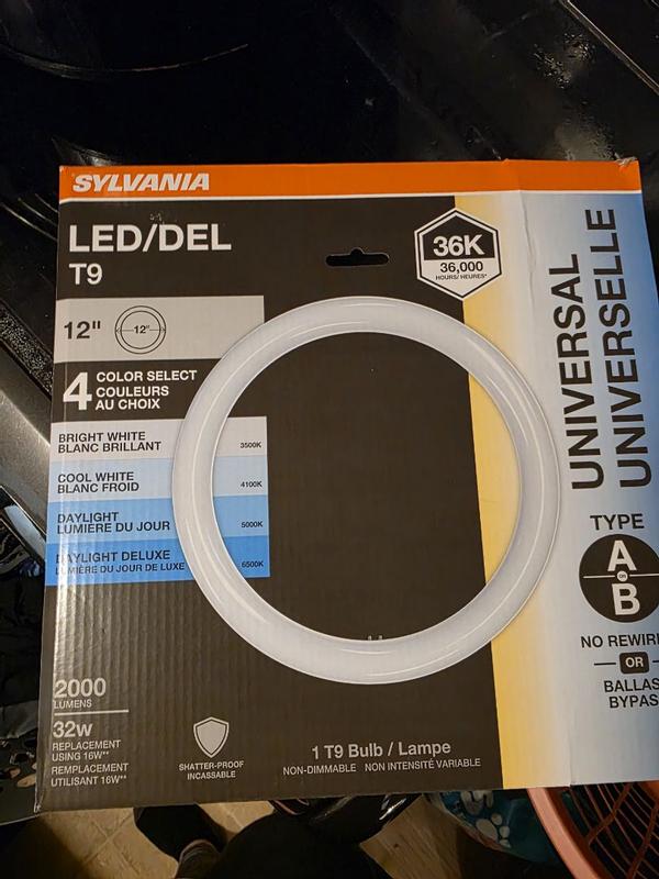 SYLVANIA 30 -Watt EQ T9 Switchable white G10q LED Tube Light Bulb in ...