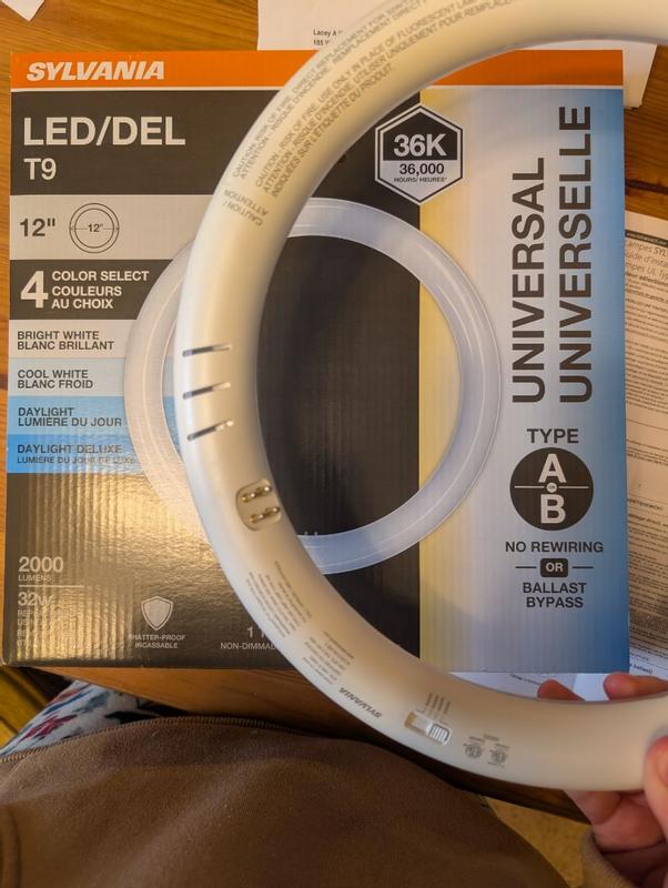 SYLVANIA 22 -Watt EQ T9 Switchable white G10q LED Tube Light Bulb in ...