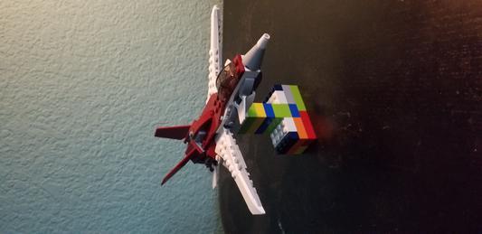 Heres the Jet on the custom Stand I made with classic Lego's