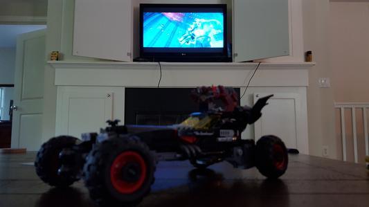 Completed Batmobile with The Lego Batman movie going in the back!
