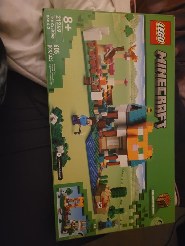 LEGO 21249 Minecraft The Building Box 4.0, Set 2in1 Build River Towers or  Cat Hut, with Alex, Steve, Creeper and Zombie Mobs Figures, Toys for Kids