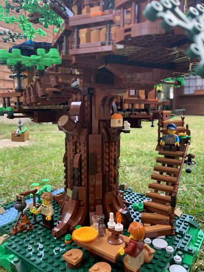 Looking for Lego storage suggestions for my 3 year old. He struggles  finding the small pieces he wants in this bin. A picture of his treehouse  he built as a bonus. Thank