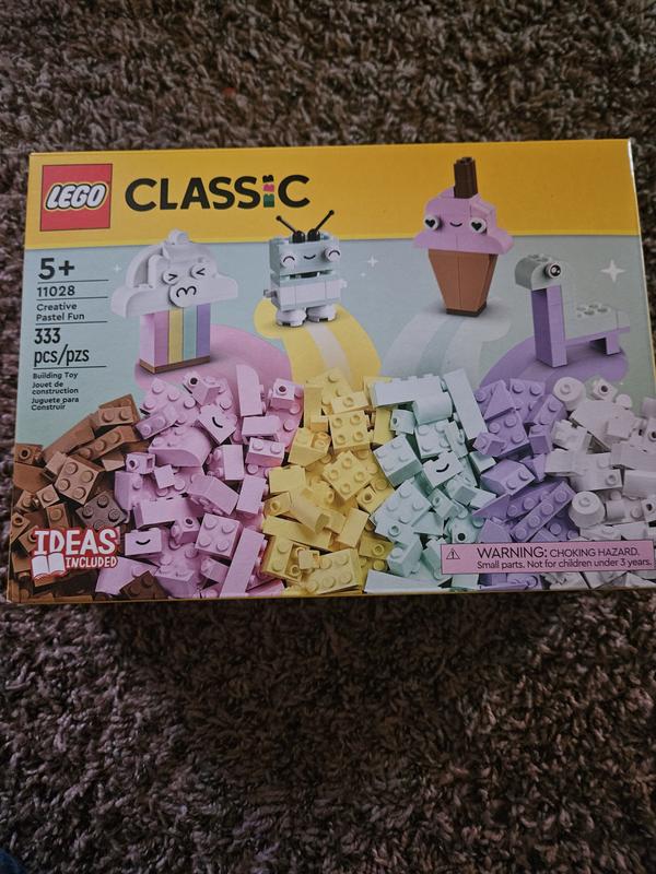 LEGO Classic Creative Pastel Fun Bricks Box 11028, Building Toys for Kids,  Girls, Boys ages 5 Plus with Models; Ice Cream, Dinosaur, Cat & More