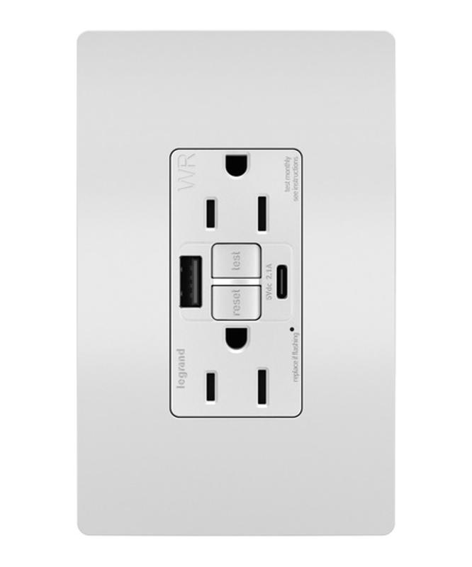 radiant 15A Outdoor Self-Test GFCI USB Type-A/C Outlet