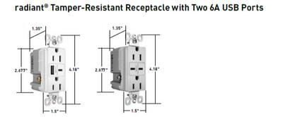 Radiant Enchufes USB para toma de pared, 15 amperios, resistente a  manipulaciones y ultrarrápidos USB A y USB C, con enchufe estándar de tres