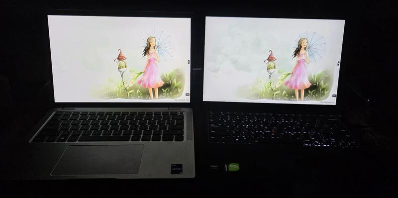 A screen comparison in between Dell 7440 400nit vs Lenovo T14S G5 400nit