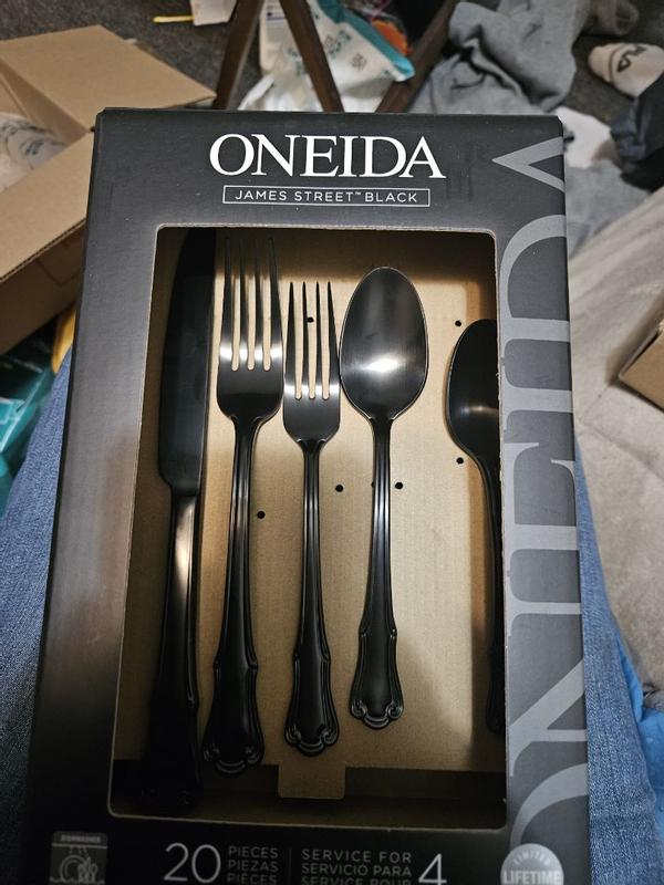 James Street Black Satin 20 Piece Flatware Set – Lenox Corporation