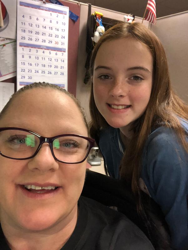 With my daughter at work!