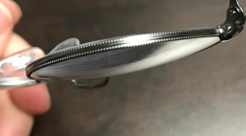 Beaded texture on lenses.