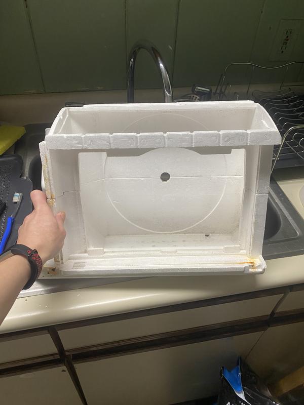 As you can see only one portion of the air is being filtered and the drain hole is super small