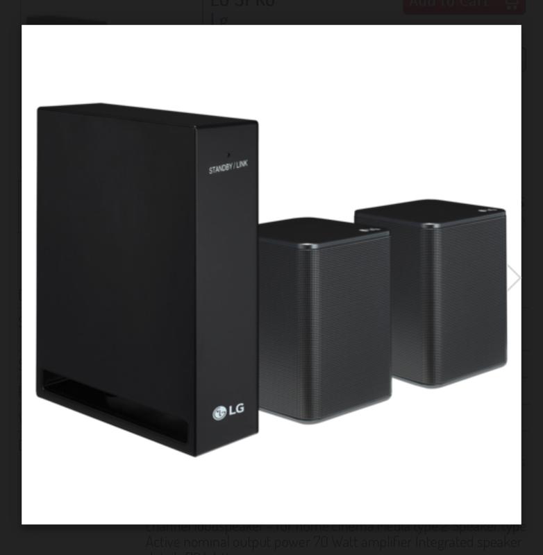 LG outlet - 70W Wireless Rear Channel Speakers (Pair) - Black, SPK8-s