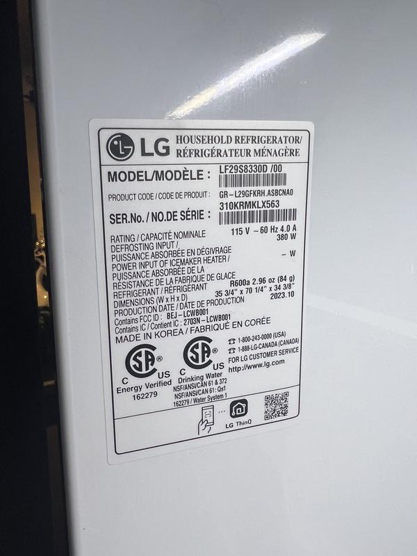 LF29S8330S by LG - 29 cu. ft. Smart Standard-Depth MAX™ 4-Door French Door  Refrigerator with Full-Convert Drawer™