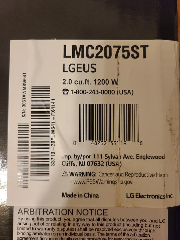 MICRO-ONDE LG LMC2075BD/00 - Instant comptant