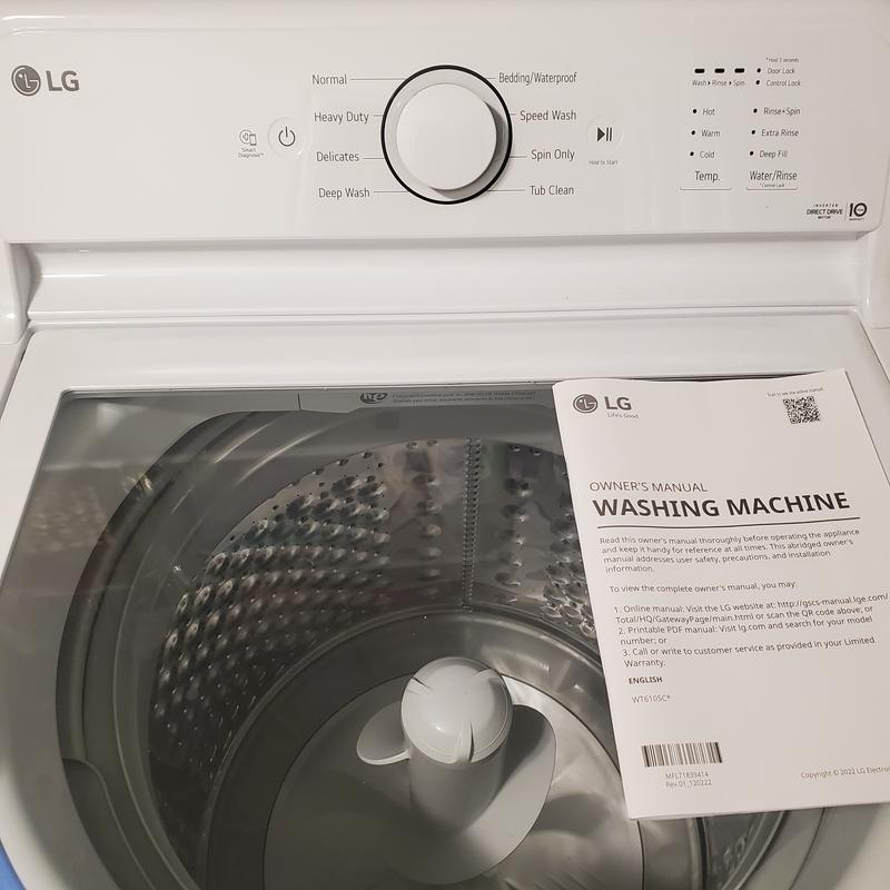 LG 27 in. 4.1 cu. ft. Top Load Washer with 4-Way Agitator, Slam