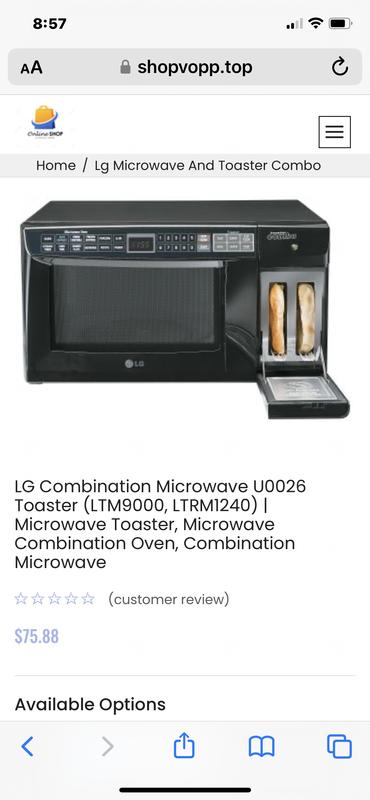 LG LTM9020B 0.9 Cu. Ft. Microwave/Toaster Combo w/ 10 Power Levels & 9  Toaster Browing Levels: Black