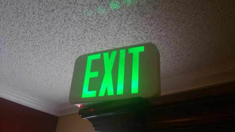 Lithonia LV S W 2 G 120/277 UM 4X Exit Sign,Green Letter,LED