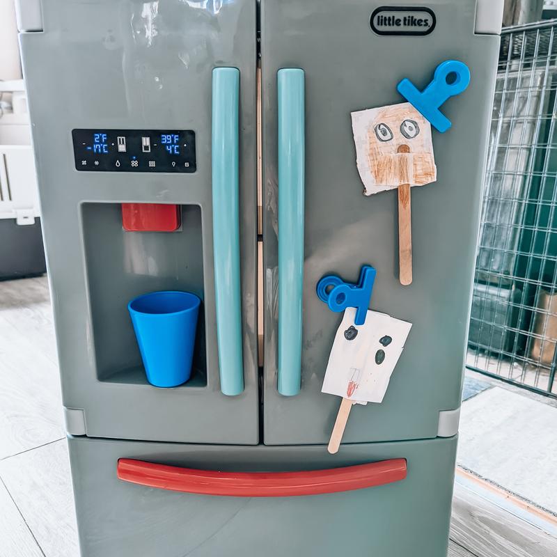 Kitchen Toys Fridge Refrigerator with Ice Dispenser Pretend Play Appliance for Kids, Play Kitchen Set with Kitchen Playset Accessories for Boys & Gi