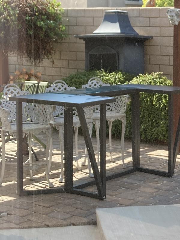 Capri 72 Outdoor Fire Pit Bar Table With Bar Table And Four Swivel  Barstools