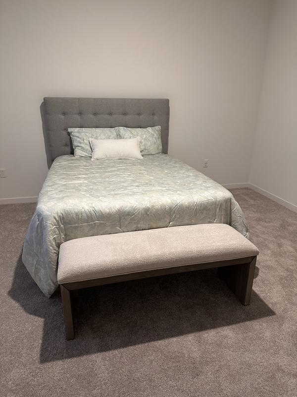Baxton California King Grey Upholstered Headboard With Metal Baxton California King Grey Upholstered Headboard With Metal
