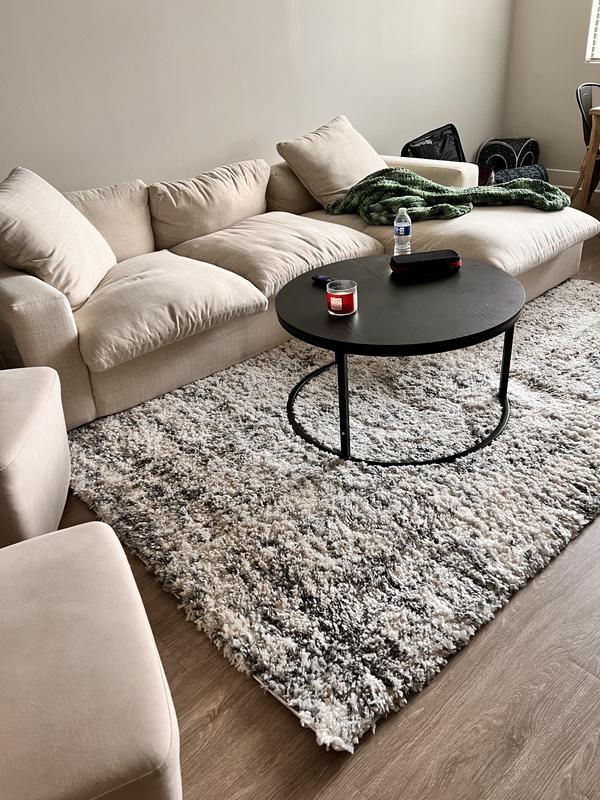 7' X 9' Rectangle Rug-Abstract Plush Shag Fiber Greys | High 7' X 9' Rectangle Rug-Abstract Plush Shag Fiber Greys | High