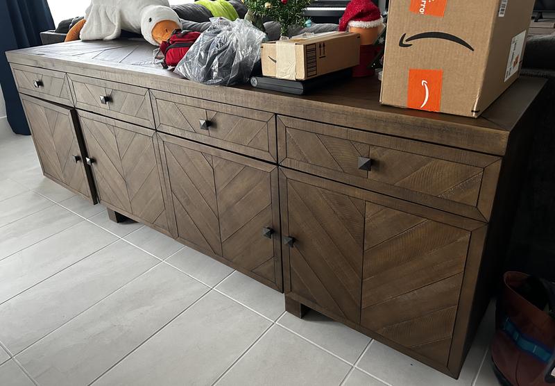 Palazzo Brown Solid Pine Wood 4 Door 4 Drawer 87 Sideboard Buffet Storage Living Spaces