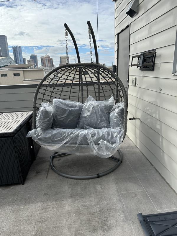 Double egg chair discount grey