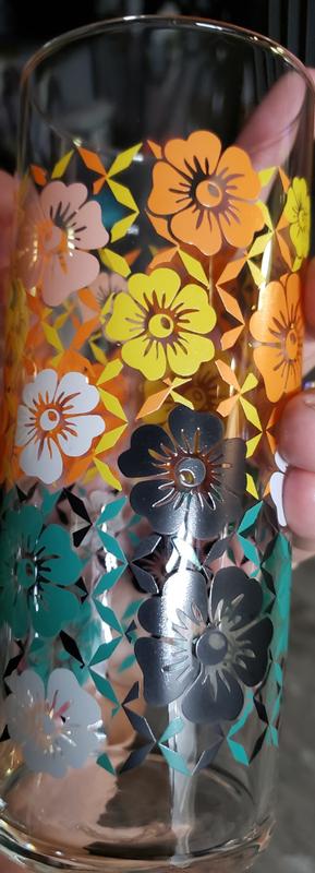 Libbey Glass, Wildflower Floral Libbey Glass, Beer Can Glass