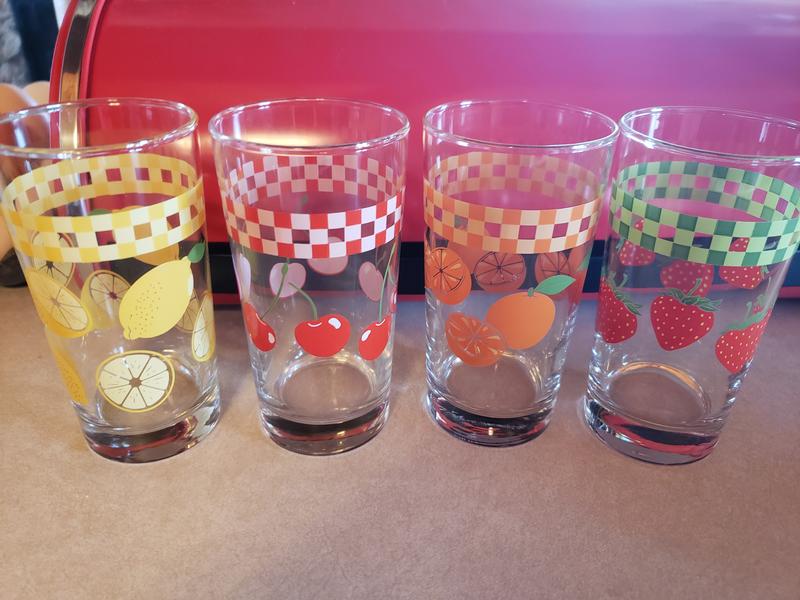 Retro Vintage Set of 3 Libbey Glasses With Lemon/lime Wedges Designs, Funky  Summer Style Drinking Glass Set 