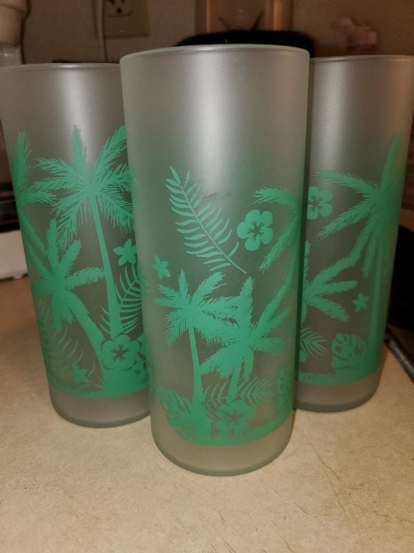 Libbey Vintage Glasses, Set of 4, 16 oz Cooler, Palm Trees