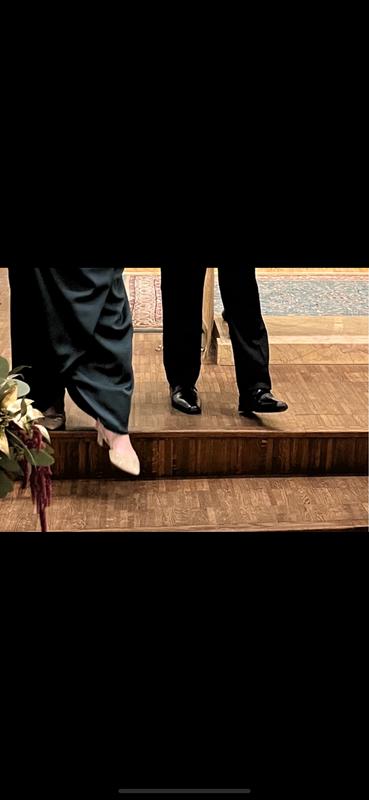 Gold shoes with my Mother of bride dress😊