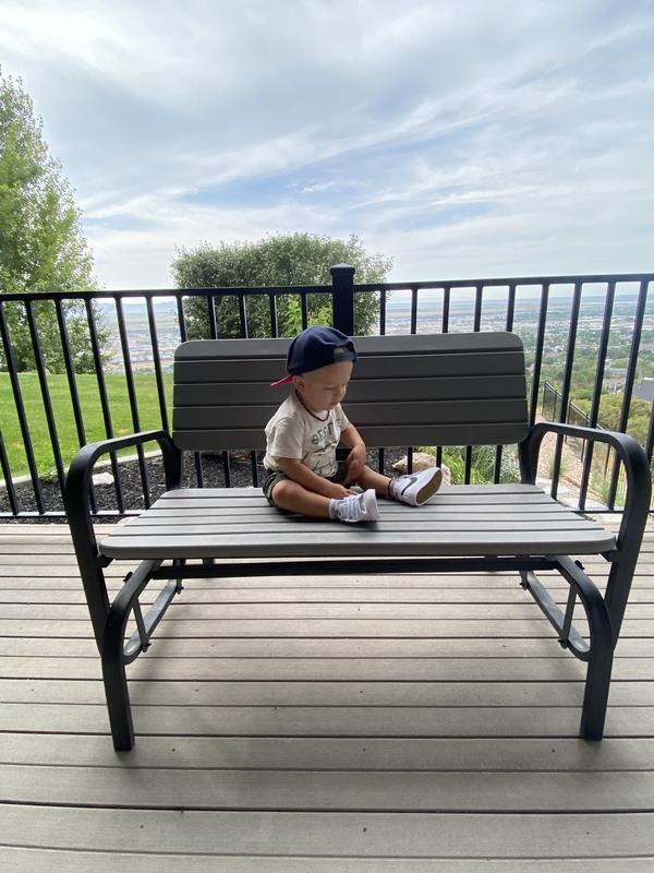 Baby boy gliding away.