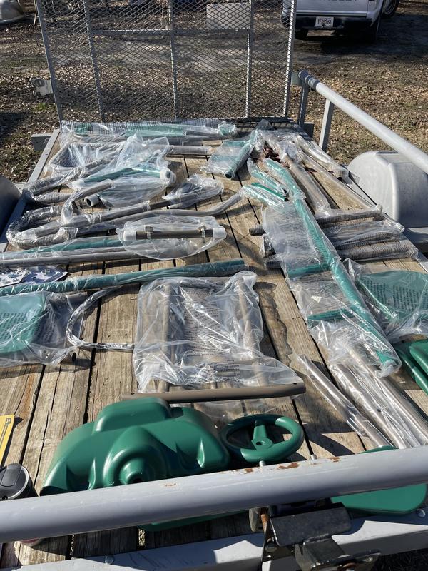 Parts separated on our trailer