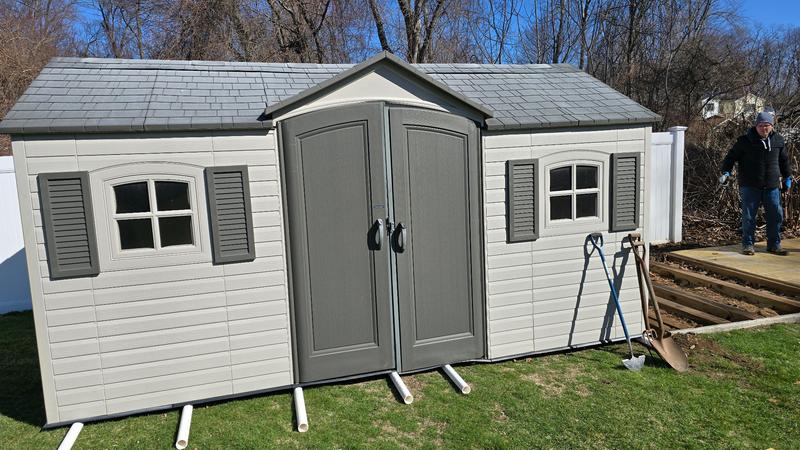 Rolling shed off old base on pvc pipe